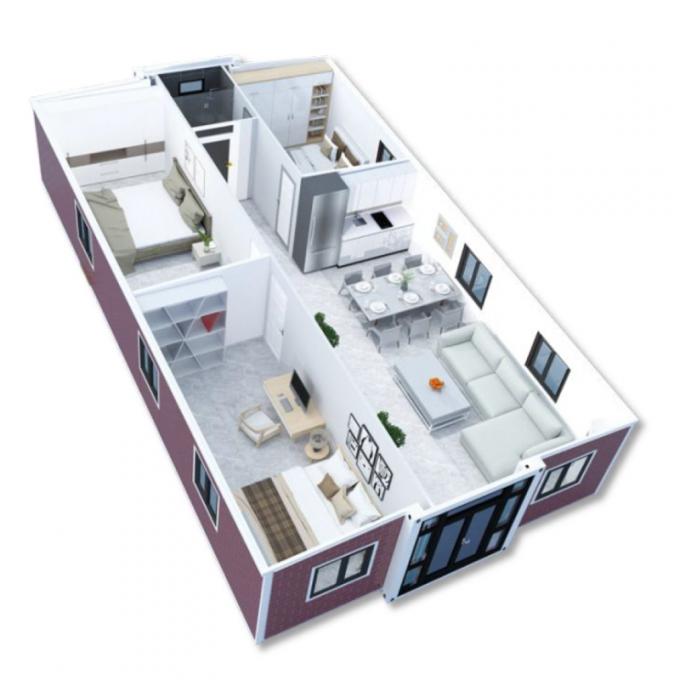 40ft Expandable Container Home Temporary Shelter With Bathroom 1