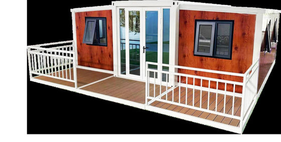 40ft Expandable Container Home with Corrugated Metal Roofing Two Rooms and Ready-to-use Plumbing