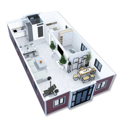 Galvanized Steel Framework 40ft Expandable Container Home with Ready-to- Plumbing and T65mm EPS Color Steel Plate Wallboard