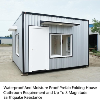 Waterproof And Moisture Proof Prefab Folding House for Custom Bathroom Requirement and Up To 8 Magnitude Earthquake Resistance