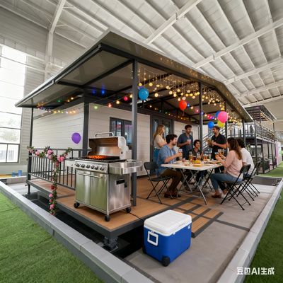 220V Voltage Expandable Double Wing 20ft Container House with One 32 Leakage Protector and Steel Column Bending Parts 2.0mm