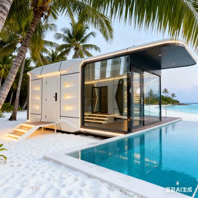 2 People Space Capsule House Featuring Whole House Led Lighting System and SPC Environmentally Friendly Wood Flooring